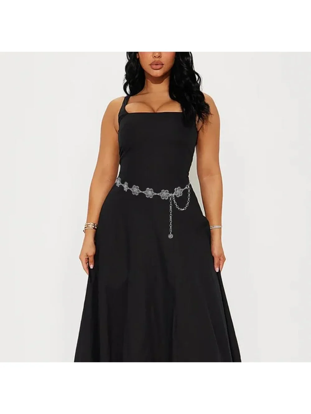 Boho Women's Western Chain Belt - Chunky Metal Waist Chain for Dresses & Outfits